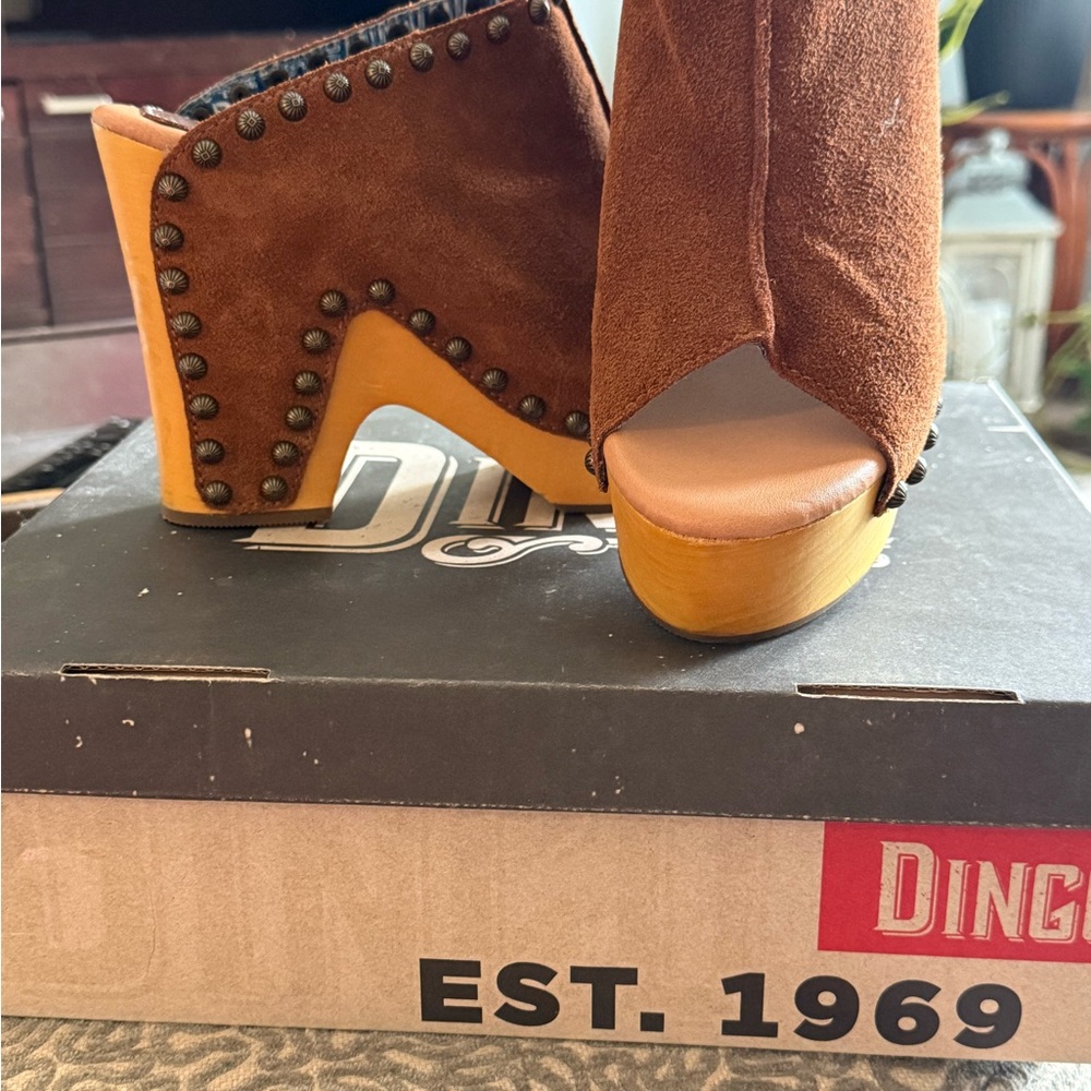 Dingo Brown Mules with Brogue Perforations